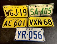 Five Vintage Motorcycle Plates from Australia