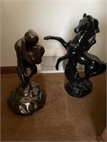 Ceramic Statues Horse & Man