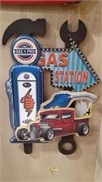 Gas Station Metal & Wood Sign
