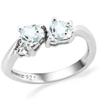 Heart Cut Aquamarine and Diamond Toi Et Moi Ring i