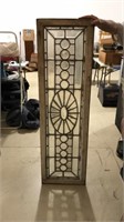 58 inches Leaded glass window with jeweled panels