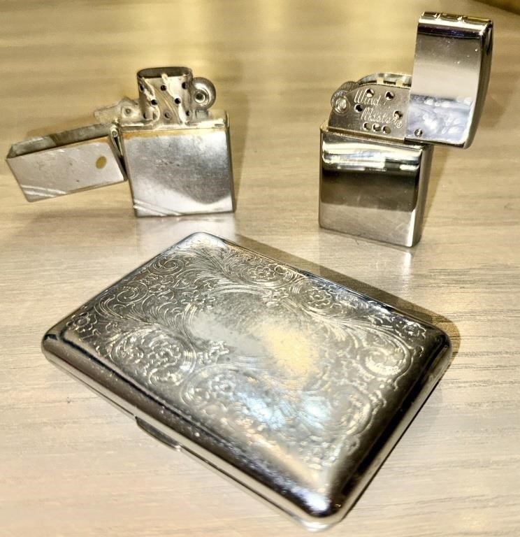 Wind Master Lighter, Cigarette Case & Rare Zippo