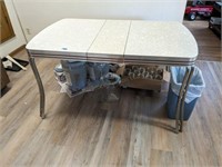 Chrome Kitchen Table with Leaf with (4) Chairs