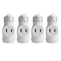 NEW 4PK Light Socket To Plug Adapter, 2 Outlets