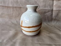 Handmade White and Orange Ceramic Vase