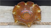 Unmarked Marigold Carnival Glass Fluted Dish