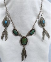 STERLING NATIVE AMERICAN NECKLACE & EARRINGS