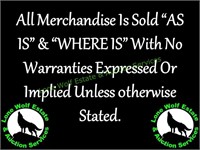 All Items Sold "As Is" & "Where Is"