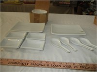 White Porcelain Sushi Set & 4pc Oval Ramekin