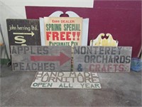 Selection of Wooden Signs + Dip Nets