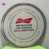 Budweiser Military Tin Tacker 23 1/2 inches