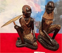 11 - PAIR OF AFRICAN FIGURINES 13"T