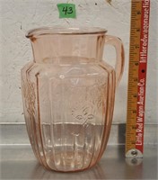 Vintage pink depression glass pitcher