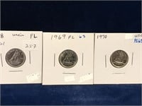 1968, 69, 70 Canadian Dimes  PL63