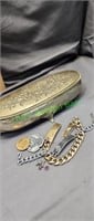 ANTIQUE SILVER PLATED OVAL FLORAL misc Jewelry OR