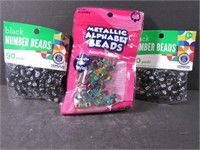 1 Pkg Metallic Alphabet Beads + 2 Pkgs Number Bead