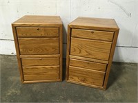 2 Locking Oak File Cabinets