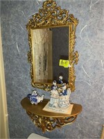 Gold colored decorative mirror 18 in x 30 in with