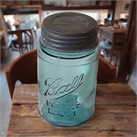 Antique #4 Blue Ball Perfect Mason Jar & Lid