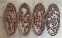 Lot of 4 Wood Wall Hanging Decor