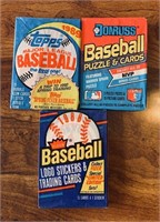 3 Unopened 1980s Baseball Wax Packs