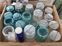 Box of Clear & Blue Jars