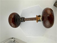 Vintage brass chain & brown ceramic door knob