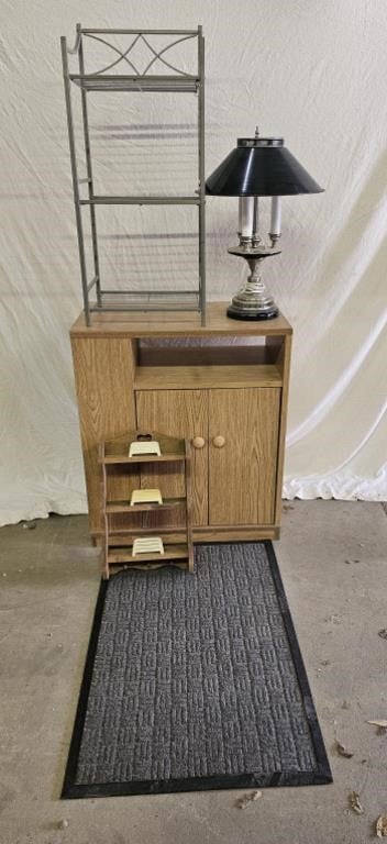 Lamp (Tested - Works), Microwave Cart, Letter