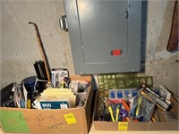 (2) Boxes of Office Supplies Including Pens, Tags,