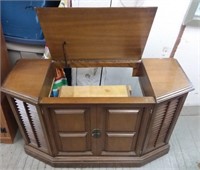 Wooden cabinet, stereo has been removed