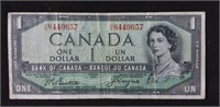 1954 "Devils Face" Canada 1 dollar bill