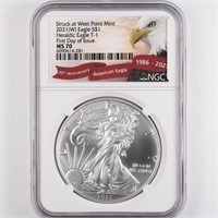 2021-(W) T1 Silver Eagle NGC MS70