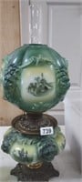 BEAUTIFUL ANTIQUE VICTORIAN HAND PAINTED OIL LAMP