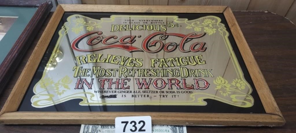 VINTAGE COCA COLA RELIEVES FATIGUE MIRROR