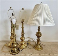 Four Vintage Brass Table Lamps