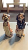 Leopard and Lion Ceramic Statues 9.5 in Tall