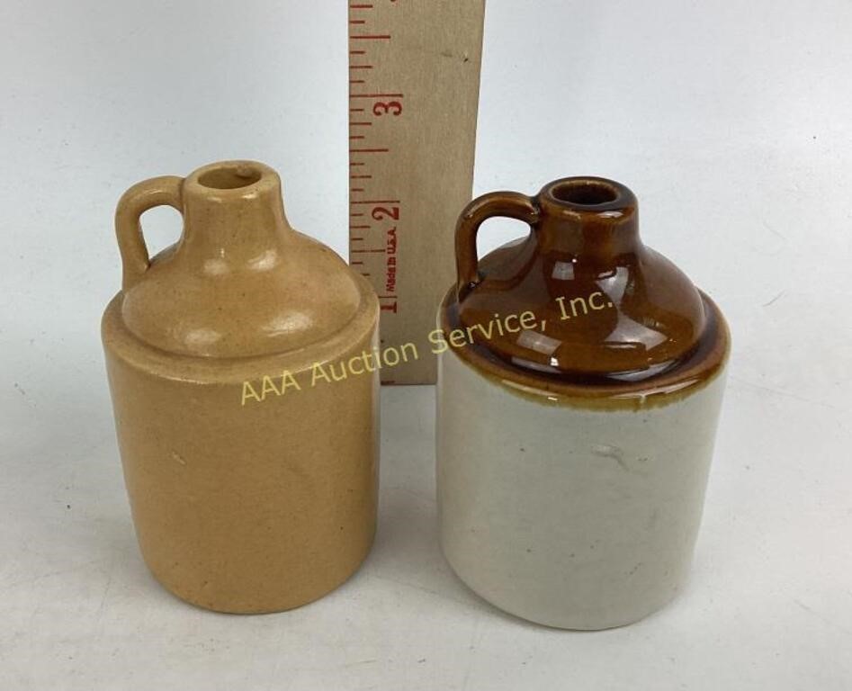 (2) old mini stoneware jugs