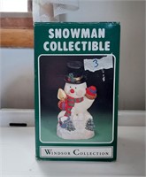 Vintage Snowman with Shovel Christmas Trees 9”