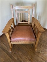 Mission Oak Rocking Chair w/ leather studded Seat
