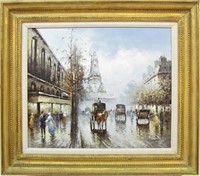 F Jaques 20x24 O/C Parisian Street Scene