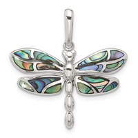 Sterling Silver Abalone Dragonfly Pendant