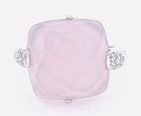 18k Gold 10.08 cts Diamond & Rose Quartz Ring