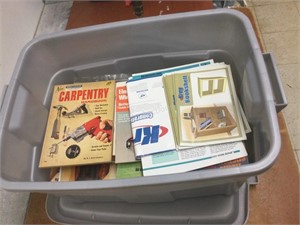 Tote with carpentry books and catalogs