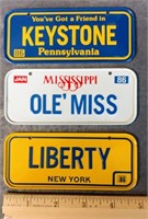 3 VINTAGE METAL BICYCLE LICENSE PLATES