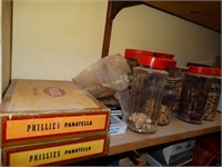 Contents of 1 shelf:  drill bits, screws, masks,