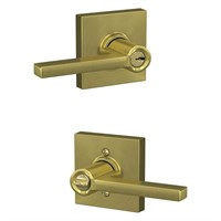 Latitude Satin Brass Keyed Entry Door handle with