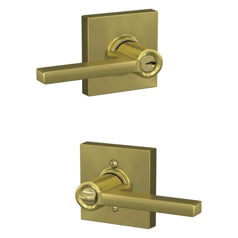 Latitude Satin Brass Keyed Entry Door handle with