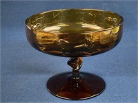 Empoli Amber Compote with twisted pedestal 8”x6