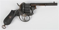 19th CENT. FRENCH 12 SHOT PINFIRE, 7.65  REVOLVER