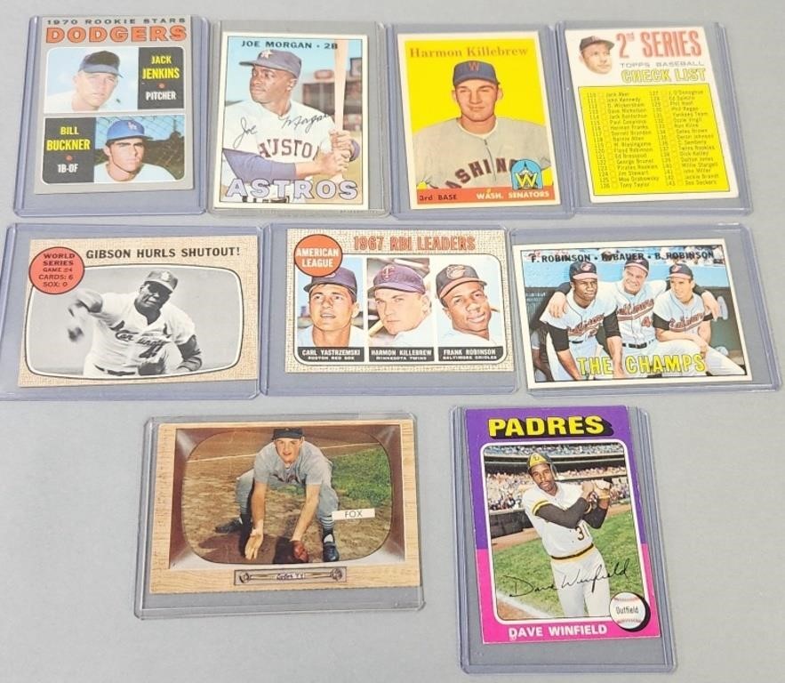 9 Baseball Cards 1955-1975 Mantle; Killebrew etc